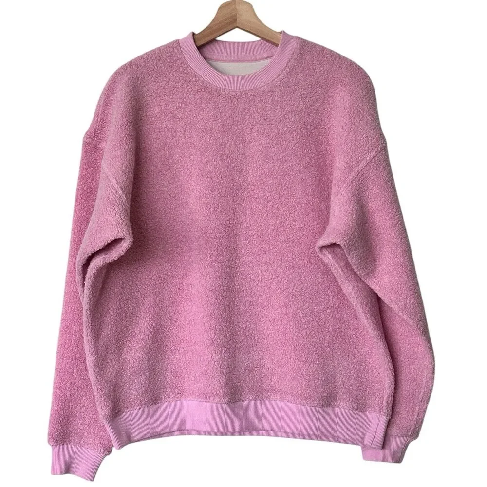 Outdoor Voices M Pink MegaFleece Crew Neck Pullover Sweatshirt Wool Blend